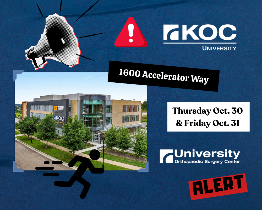 Traffic Alert for KOC University Patients Oct. 30 & 31