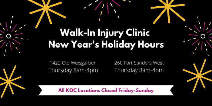 Walk-In Injury Clinic New Year’s Holiday Hours